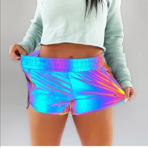 Flexliving rainbow reflective shorts women’s L NWOT